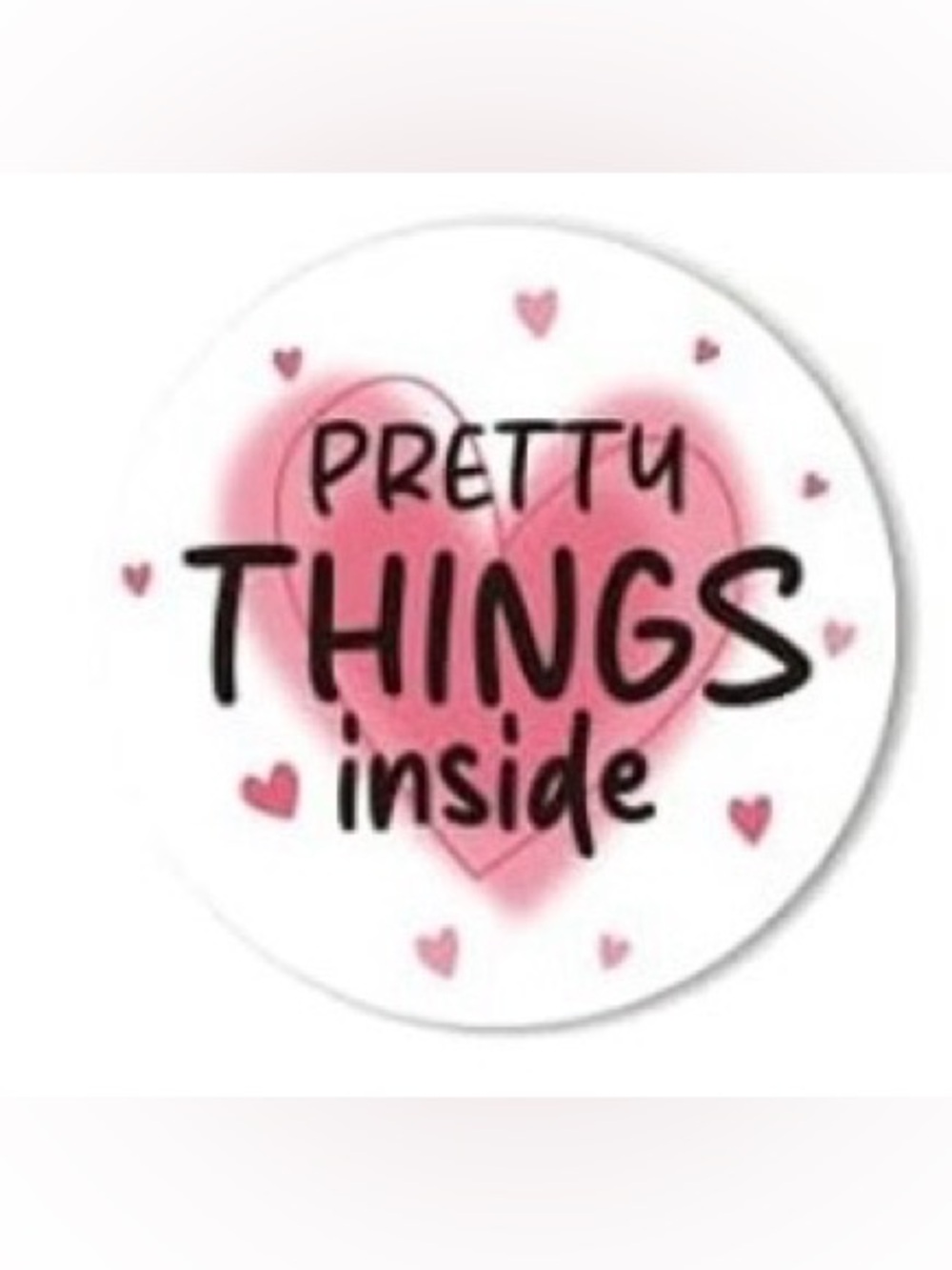 96 Count Round 'Pretty Things Inside' Pink Heart Sticker